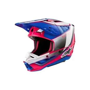 Helma na motorku Mx Helma Alpinestars SM5 Sail Helmet White / Diva Pink / Enamel / Blue Glossy, Velikost XL (61-62cm)