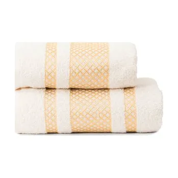 Sprchový závěs Bavlněná froté osuška s bordurou LIONEL 70x140 cm, krémová/zlatá, 450 gr Mybesthome