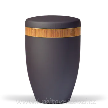 Smuteční dekorace Ocelová urna černá s ozdobným dřevěným dekorem 6293