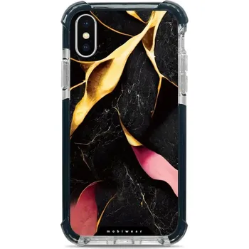 Pouzdro na mobilní telefon Odolný obal Mobiwear MagSafe Elite Bumper - Apple iPhone X / XS - D019D Černý a zlatavý mramor (Odolný kryt, pouzdro, obal Mobiwear Elite Bumper na mobil Apple iPhone X / XS - D019D Černý a zlatavý mramor, materiál Plast + TPU silikon + kov - zesílená)