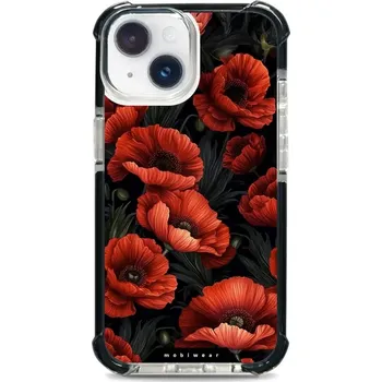 Pouzdro na mobilní telefon Odolný obal Mobiwear MagSafe Elite Bumper - Apple iPhone 14 - D006D Temné červené květy (Odolný kryt, pouzdro, obal Mobiwear Elite Bumper na mobil Apple iPhone 14 - D006D Temné červené květy, materiál Plast + TPU silikon + kov - zesílená ochrana telefonu,