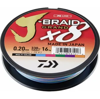 Pletená Šňůra Daiwa J-Braid Grand X8 Multi-Color 150m 0,10mm/7,00kg