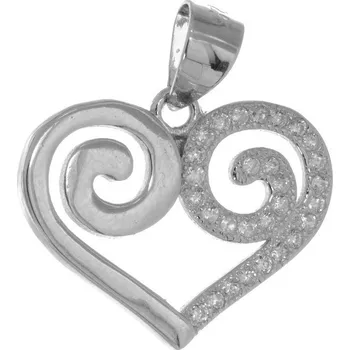 Přívěsek Argento 85094 Stříbrný přívěsek - srdíčko, čiré kulaté zirkony
