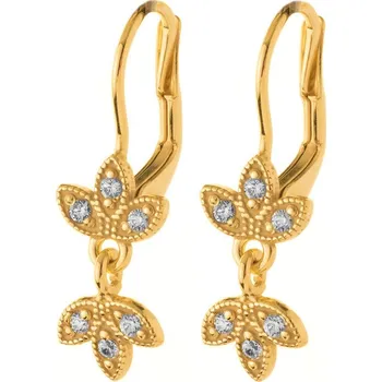 Náušnice Argento 66963 Pozlacené stříbrné náušnice - korunka, čiré kulaté zirkony