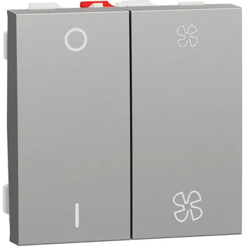 vypínač a zásuvka SCHN NU321430 Unica - Mechanismus ovládání rychlosti ventilátoru dvojitý 1/0, Aluminium