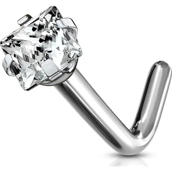 Piercing Šperky4U Zahnutý piercing do nosu - titan, čirý kamínek - TIT1040-C
