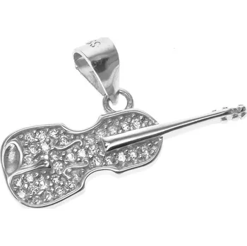 Přívěsek Argento 85642 Stříbrný přívěsek - kytara, čiré kulaté zirkony