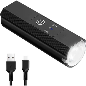 Cyklosvítilna LED USB PREMIUM přední světlo na kolo, XM-L T6 CREE LED, 400lm, 5 režimů svícení, baterie 2200mAh, hliník (Hliníková PREMIUM USB přední svítilna na kolo)