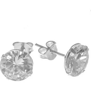 Náušnice Argento 65536 Stříbrné náušnice - čirý kulatý zirkon, průměr 8 mm
