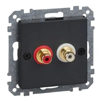 Elektrická zásuvka SCHN MTN4350-0414 Merten - RCA audio zásuvka 2 konektory, System M, Antracit