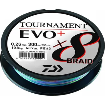Pletená Šňůra Daiwa Tournament X8 Braid Evo+ Multi-Color 300m 0,30mm/23,40kg