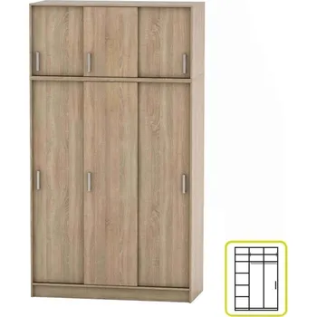 Šatní skříň Skříň třídvéřová PULAU, dub sonoma + vyzvednutí ZDARMA