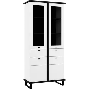 police Vitrína ORSOLA 2D2S, černá/bílá +možnost VÝNOSU + vyzvednutí ZDARMA