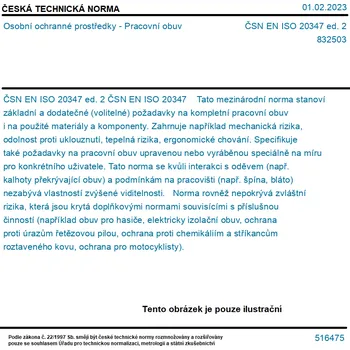 ČSN EN ISO 20347 ed. 2 - Osobní ochranné prostředky - Pracovní obuv - Tisk
