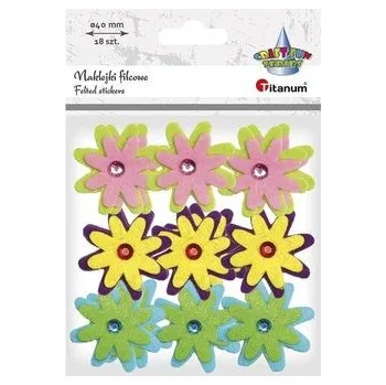 Set školních potřeb Naklejki filcowe 3D kwiaty z kryształem mix 18szt