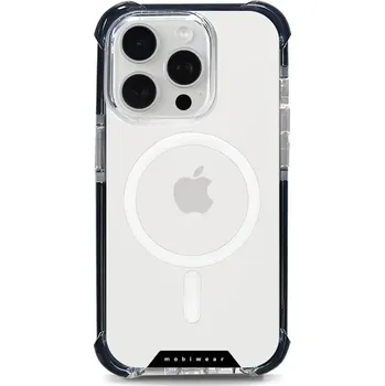 Pouzdro na mobilní telefon Odolný obal Mobiwear MagSafe Elite Bumper - Apple iPhone 15 Pro - D001D Čiré (Odolný kryt, pouzdro, obal Mobiwear Elite Bumper na mobil Apple iPhone 15 Pro - D001D Čiré, materiál Plast + TPU silikon + kov - zesílená ochrana telefonu, podpora MagSafe, kryt