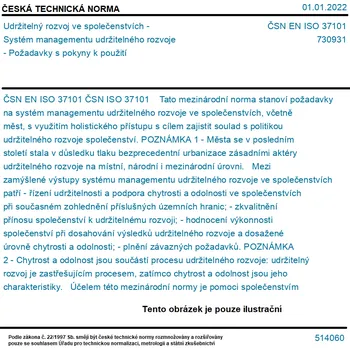 ČSN EN ISO 37101 - Udržitelný rozvoj ve společenstvích - Systém managementu udržitelného rozvoje - Požadavky s pokyny k použití - Tisk
