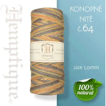 Nit Konopná nit HEMP CORD síla nitě 1,0mm. METRÁŽ Barva č.64 Oranžovo-Hnědá