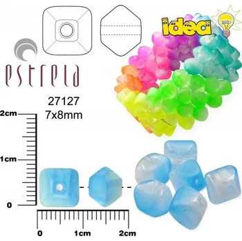 Korálek Korálky NEON (UV Active) velikost 7x8mm barva 27127 modrá azurová. Balení 14Ks.