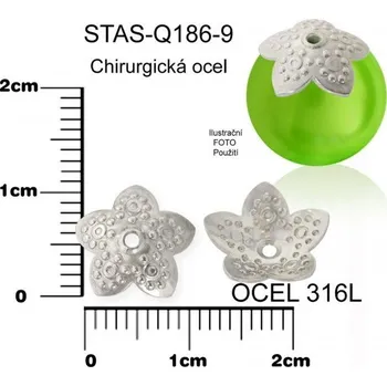 Materiál na výrobu šperku Kaplík zdobený CHIRURGICKÁ OCEL ozn.-STAS-Q186-9. velikost pr.10mm