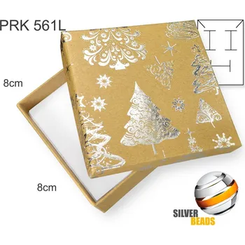 Dárková krabička Krabička na šperky. Materiál papír+mašle . Ozn. PRK 561L. Velikost 8x8cm. Barva PŘÍRODNÍ s potiskem (stříbrný potisk)