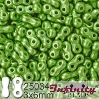 Korálek Korálky INFINITY velikost 3x6mm. Barva 25034 voskovaná ZELENÁ. Balení 10g.