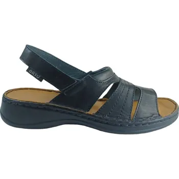 Dámské sandále 6044 - 60V černé zdravotní kožené sandály s podporou kleneb nožních; černá podešev 39