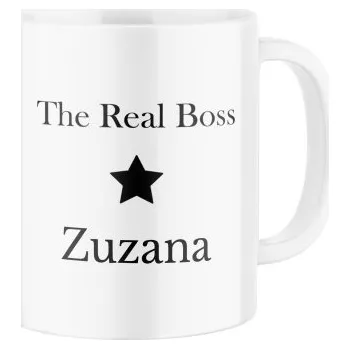 Keramický hrnek s potiskem "The Real Boss" se jménem