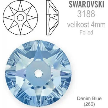 Swarovski 3188 XIRIUS Lochrose našívací kameny velikost pr.4mm barva Denim Blue