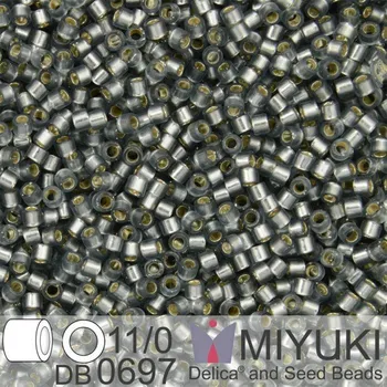 Korálek Korálky Miyuki Delica 11/0. Barva Dyed SF S/L Gray DB0697. Balení 5g