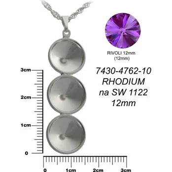 Lůžko na RIVOLKY LITÉ 3x12mm TŘI LŮŽKA+ řetízek.. Barva rhodium. Ozn-7430-4762-09