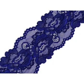 Krajka Elastická krajka / vsadka šíře 80 mm návin 18 METRŮ - 3 modrá kobaltová