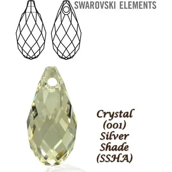 Přívěsek Swarovski 6010 Briolette Pendant 13x6,5mm. Barva CRYSTAL SILVER SHADE
