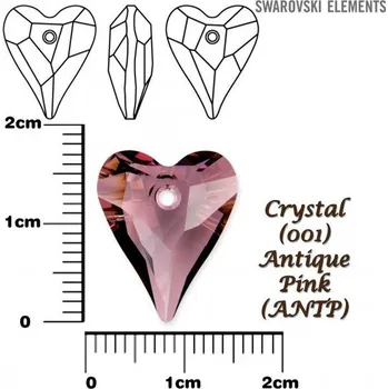 Přívěsek SWAROVSKI Wild Heart Pendant barva CRYSTAL ANTIQUA PINK velikost 17mm.