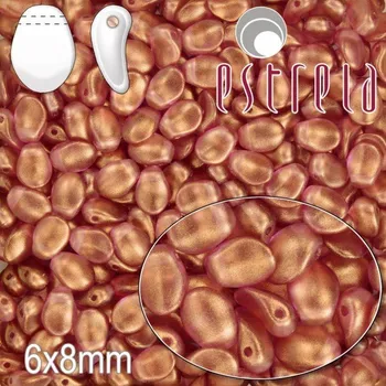 Korálek MAČKANÉ korále tvar OKVĚTNÍ LUPEN Velikost 6x8mm. Barva FIALOVÁ s měděným pokovem 29259. Balení 20ks na návleku.
