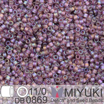 Korálek Korálky Miyuki Delica 11/0. Barva Matte Transparent Mauve AB DB0869. Balení 5g.