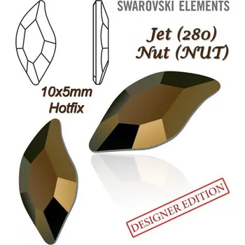 Módní doplněk SWAROVSKI HOT-FIX 2797 tvar DIAMOND LEAF FB velikost 10x5mm barva JET NUT