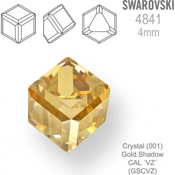 SWAROVSKI 4841 Angled Cube (zkosená kostka) barva Crystal (001) Gold.Shadow CAL´VZ´ (GSCVZ) velikost 4mm.