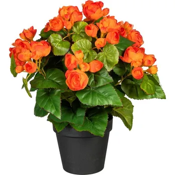 umělá květina Umělá květina Begonia oranžová v květináči, 35cm