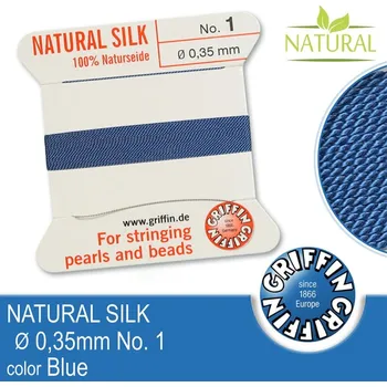 Nit Hedvábná nit s jehlou GRIFFIN síla nitě 0,35mm No.1 délka 2m. Barva Blue