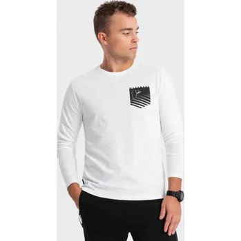 Pánské tričko Pánské tričko s potiskem a dlouhým rukávem V1 OM-LSPT-0118 bílé