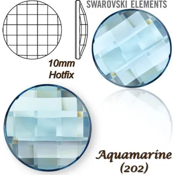 Korálek SWAROVSKI HOT-FIX 2035 tvar Chessboard CIRCLE FB 10mm Aquamarine