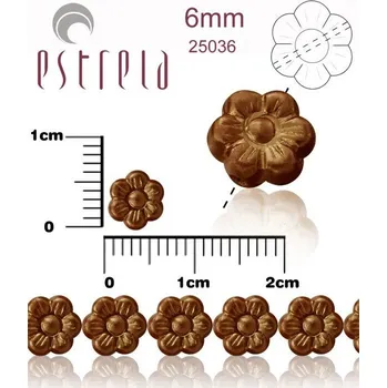 Dětské navlékací korálky Korálky VOSKOVANÉ tvar KYTIČKA velikost 6mm. Barva 25036 (Hnědá). Balení 17Ks.