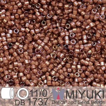 Korálek Korálky Miyuki Delica 11/0. Barva Rose Lined Amethyst AB DB1737. Balení 5g.