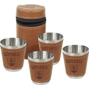 Party nádobí Cestovní nerezové panáky Slovakia 4ks (Slovakia suvenýr - balení = 4 štamprle)