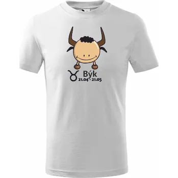 ON-DESIGN Dětské tričko znamení BÝK Velikost: 110 cm/4 roky, Barva: bílá