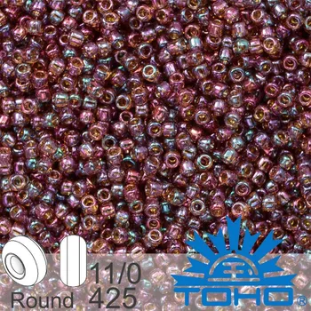 Korálek Korálky TOHO tvar ROUND (kulaté). Velikost 11/0. Barva č.425 Gold-Lustered Marionberry . Balení 8g