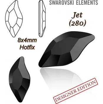 Módní doplněk SWAROVSKI HOT-FIX 2797 tvar DIAMOND LEAF FB velikost 8x4mm barva JET