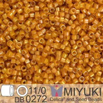 Korálek Korálky Miyuki Delica 11/0. Barva Goldenrod Lined Topaz AB DB0272. Balení 5g.