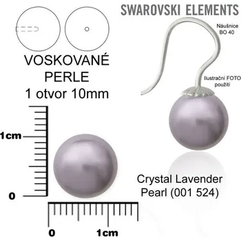 Materiál na výrobu šperku SWAROVSKI 5818 Voskované Perle 1otvor barva CRYSTAL LAVENDER PEARL velikost 10mm.